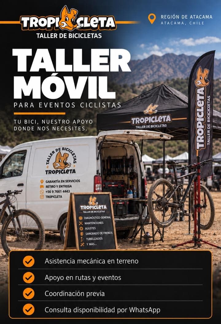 Taller móvil Tropicleta: asistencia mecánica en terreno para eventos ciclistas